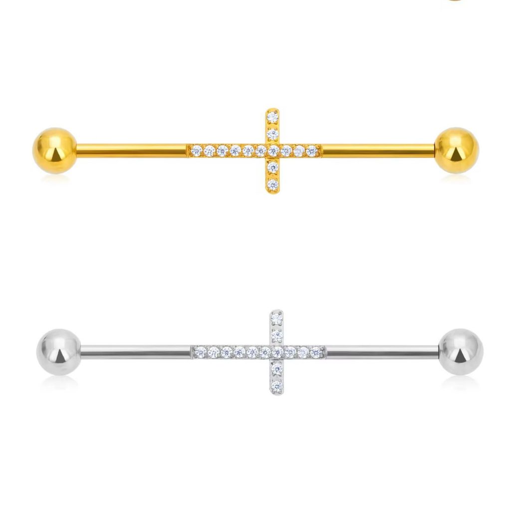 Piercing Transversal de Titânio Cruz 3D com Zircônias Cravadas/ T107 CX 54 em Oferta na Shopee