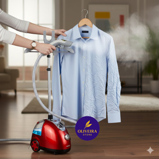 Steamer Vaporizador Duplonível Passador De Roupas Vermelho 110V em Oferta na Shopee