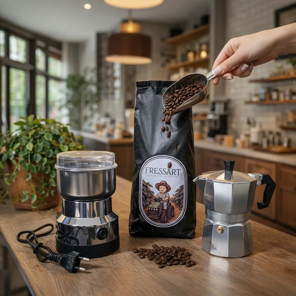 Kit Café Torrado 500g 100% arábica, Moka Italiana E Moedor de grãos Elétrico