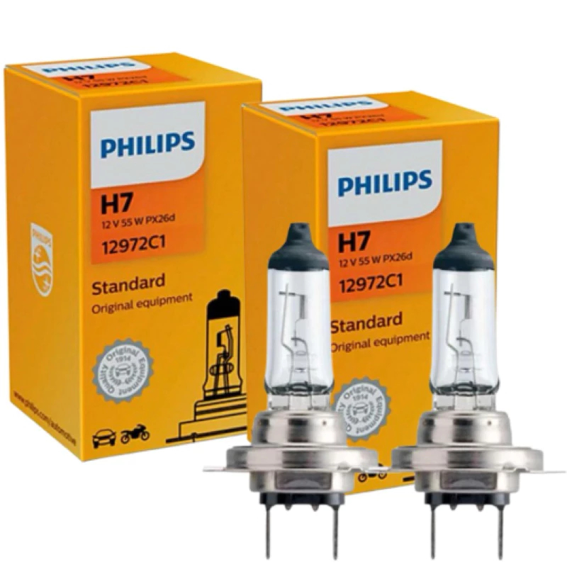 Par de Lâmpadas H7 Philips 12972C1 Standard 12v 55w Px26d Cor Amarela Comum Carro Moto em Oferta na Shopee