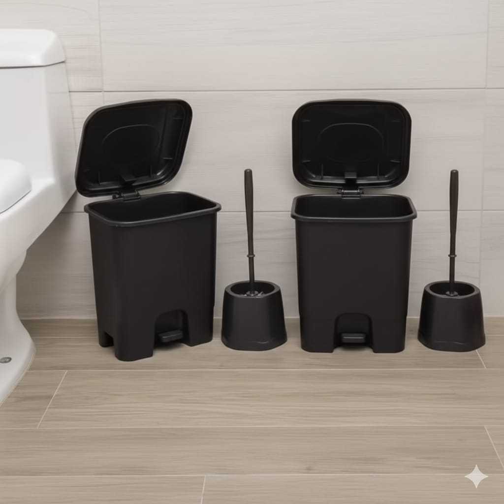 (OFERTA) Lixeira Grande 13 Litros com Pedal + Escovas Sanitárias Opções de Kit Cozinha Banheiro