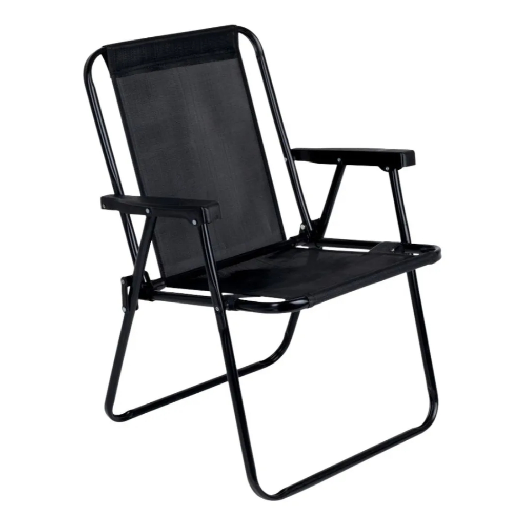 Cadeira De Praia Alta Dobrável Preta - MOR - Jardim, Varanda, Piscina, Verão, Férias, Viagem em Oferta na Shopee