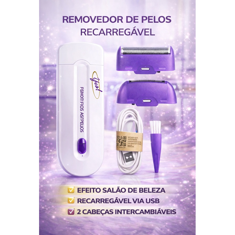 Depilador Elétrico Removedor de Pêlos Bivolt - Roxo/Branco em Oferta na Shopee