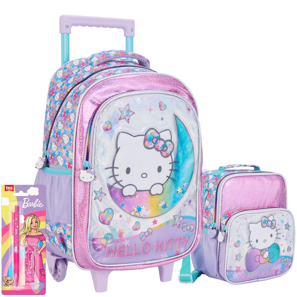 Kit Mochila de Carrinho Hello Kitty Glitter Escolar Meninas com Lancheira em Oferta na Shopee