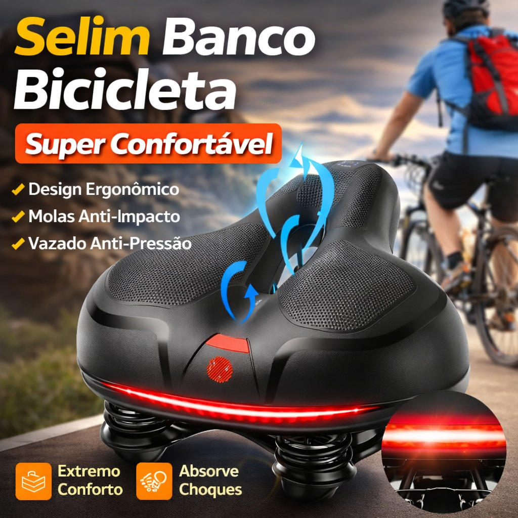 Selim Banco Bicicleta Super Confortável Vazado Com Refletor E Molas Anti-Impacto em Oferta na Shopee