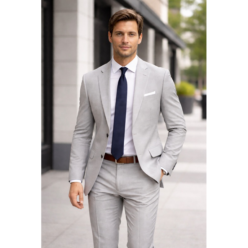 Terno Adulto Cinza Claro Slim