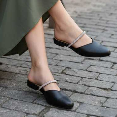 Sapatilha Sapato Mule Bico Fino Feminino Pedraria Strass Luxo - Social, Solado antiderrapante - Várias cores do 34 ao 39