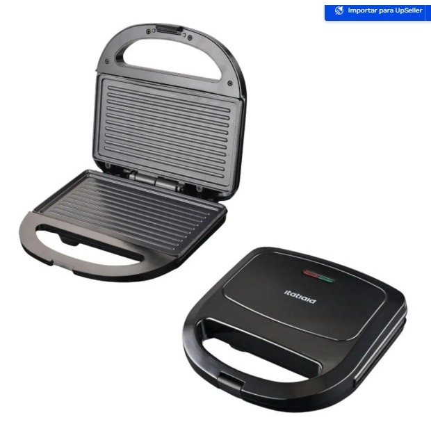 Sanduicheira Grill Itatiaia Essencial 127V Preta – 750W Antiaderente | Compacta e Rápida