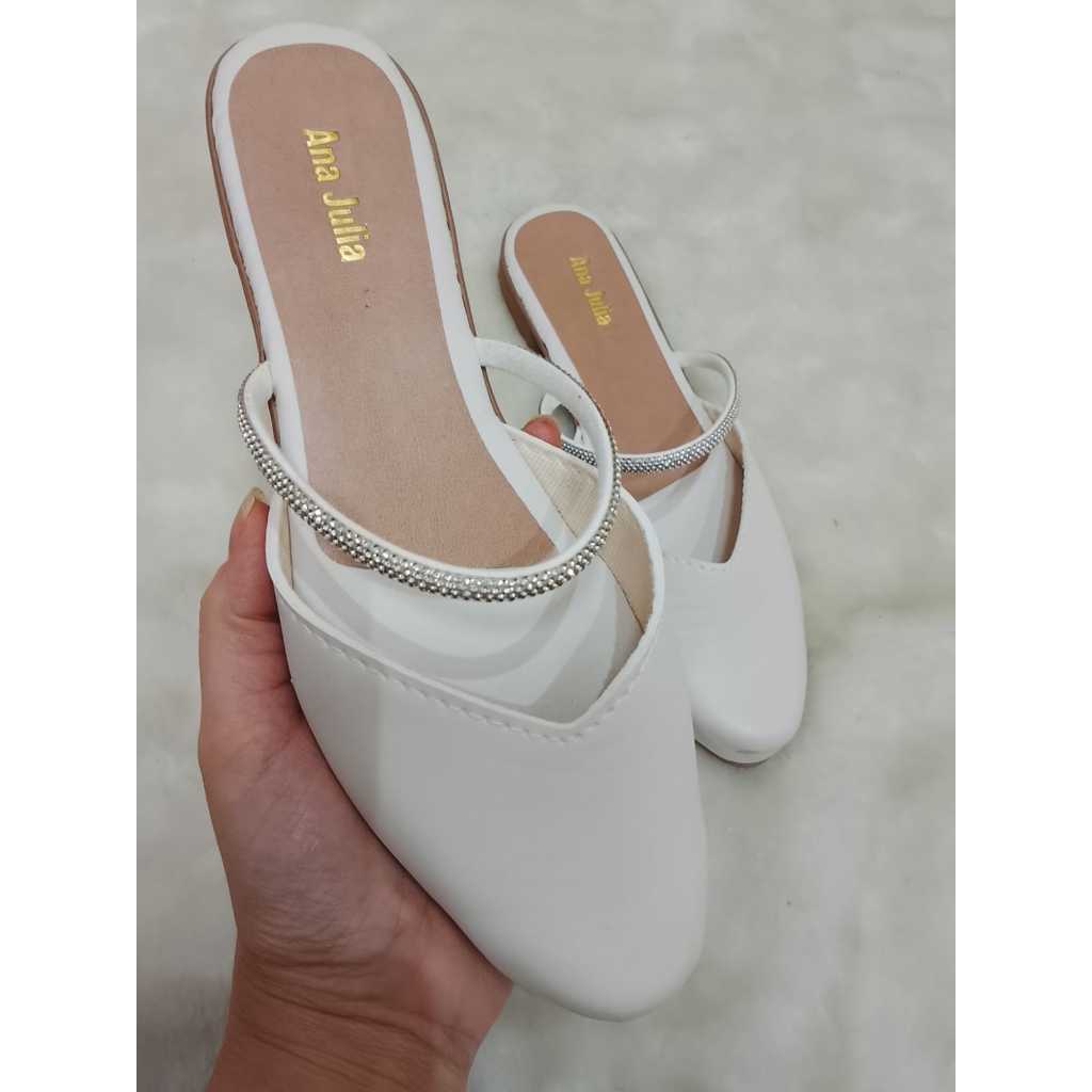 Sapatilha Sapato Mule Bico Fino Feminino Pedraria Strass Luxo - Social, Solado antiderrapante - Várias cores do 34 ao 39 em Oferta na Shopee