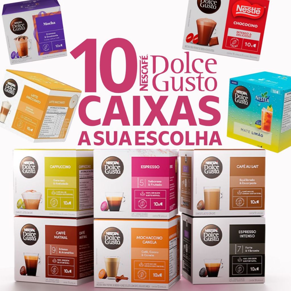 10 Caixas Dolce Gusto Nescafé 100 Cápsulas A Sua Escolha Sabores Clássicos