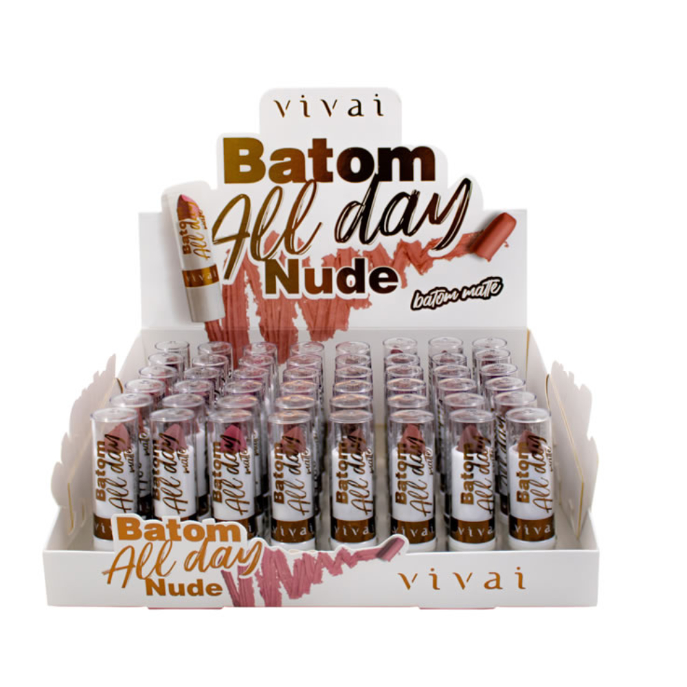 Kit C/8 Batons All Day Nude Vivai - Efeito Matte - Alta Cobertura