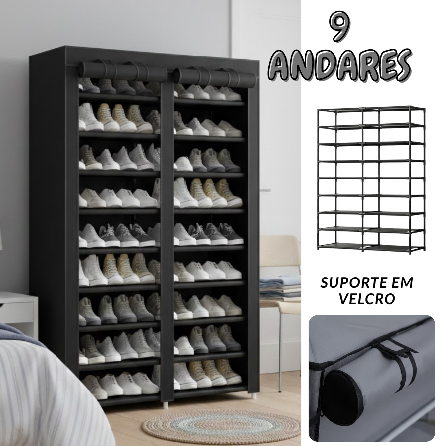Organizador de Calçados 9 Níveis Para até 54 Pares De Sapatos Estrutura Desmontável
