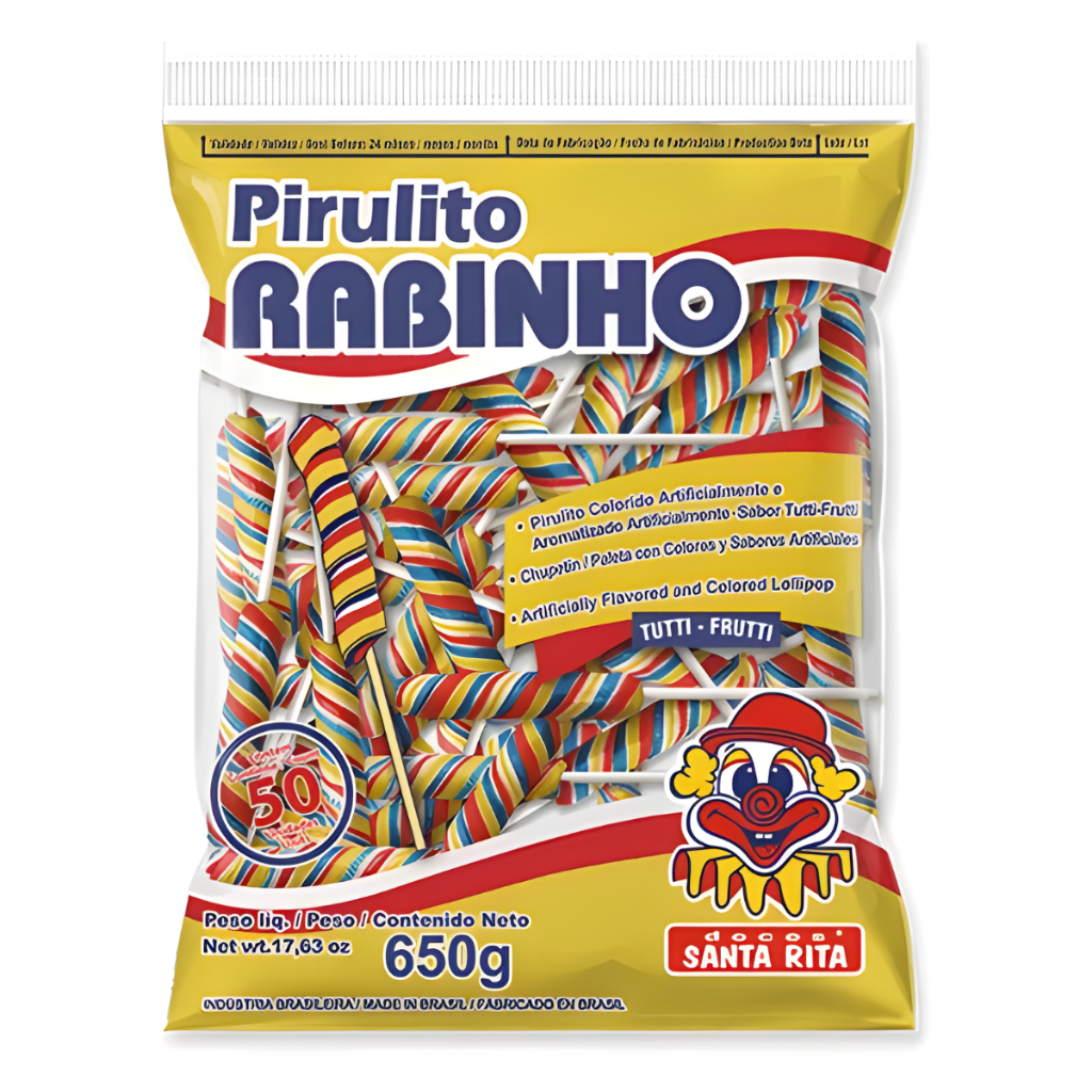 Pirulito Rabinho Enrolado 650g Com 50 Unidades Santa Rita