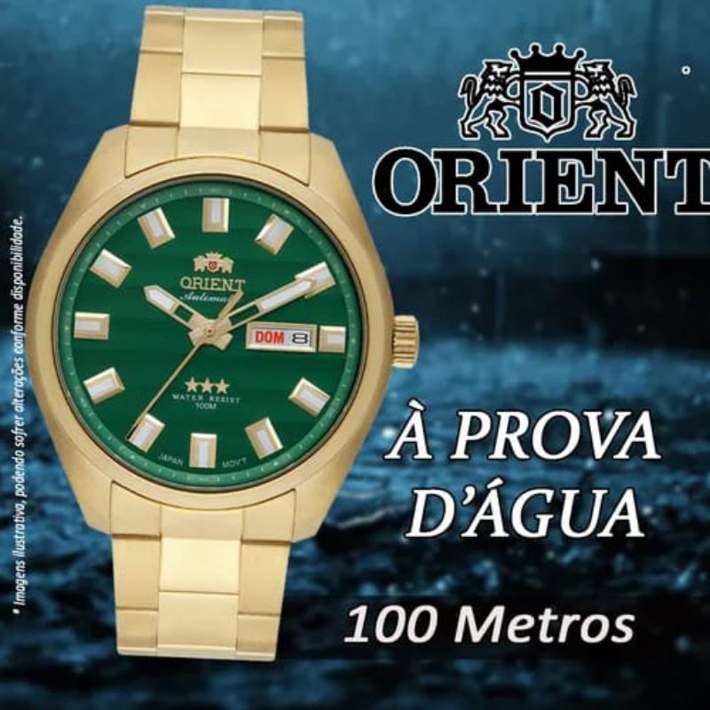 Relógio Orient Automático Masculino Dourado 469GP076NH E1KX - original - prova d'água 100m