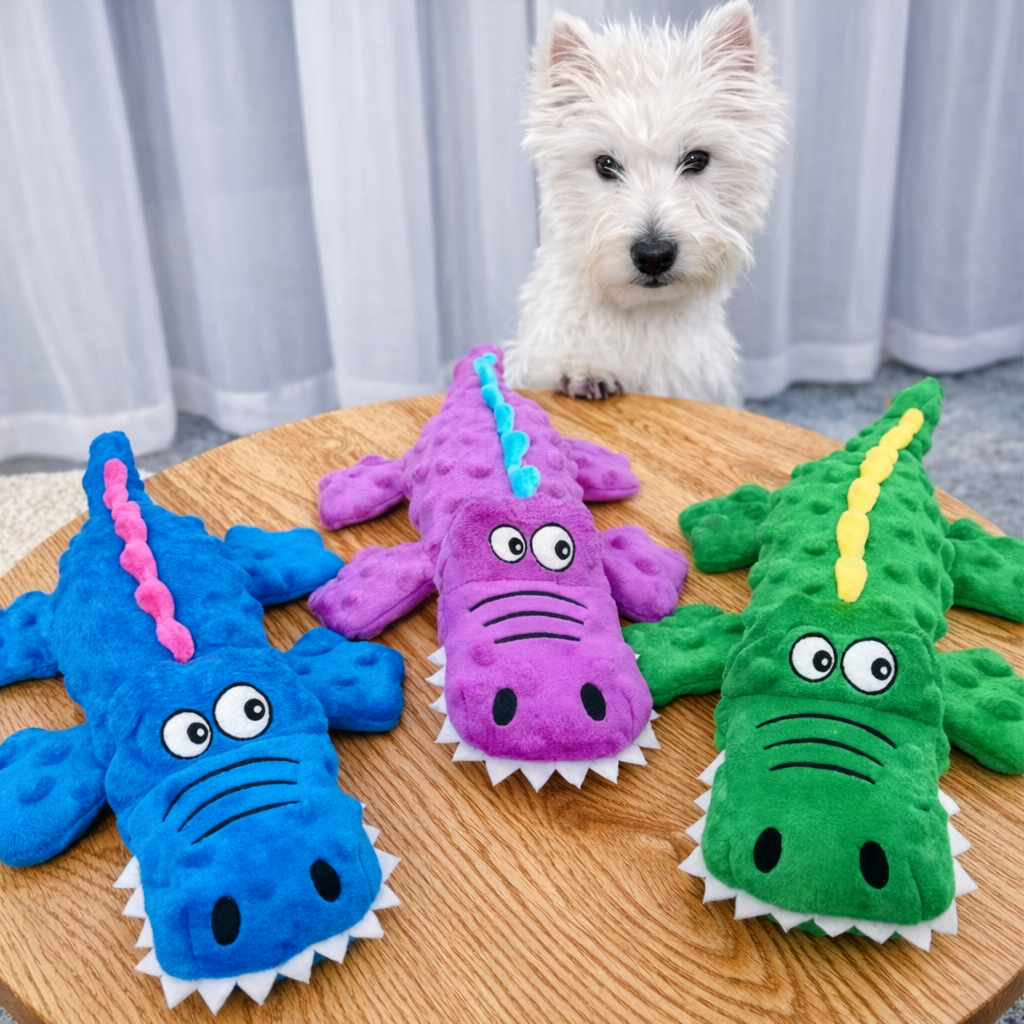 Brinquedo Interativo de Pelúcia Para Cães e Gatos em Forma de Jacaré/Crocodilo 32 à 35cm