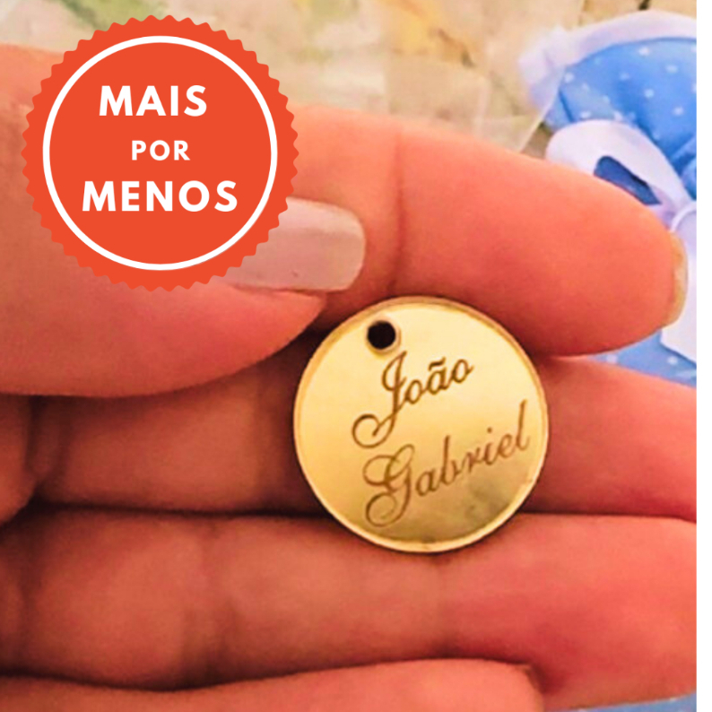Kit 50 Tags Medalha Acrílico Espelhado 2cm a 4,8cm - Atacado Personalizado