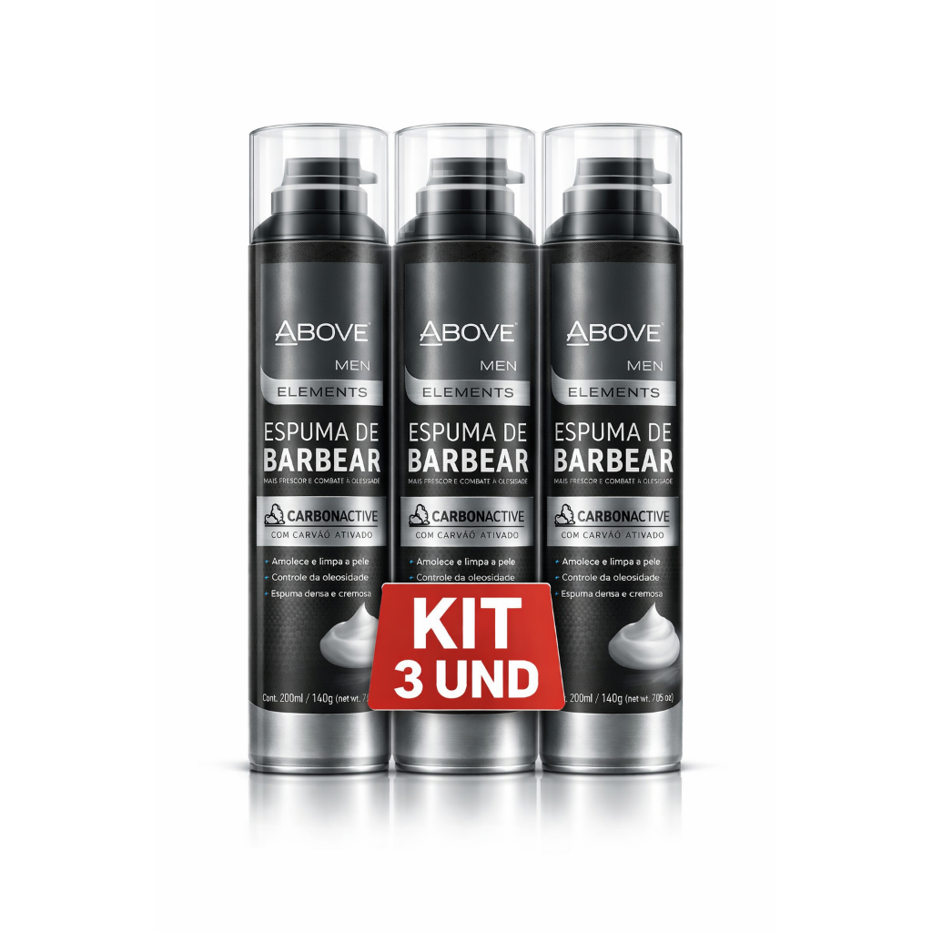 Kit com 3 Espuma de Barbear Above Carvão Ativado 150ML