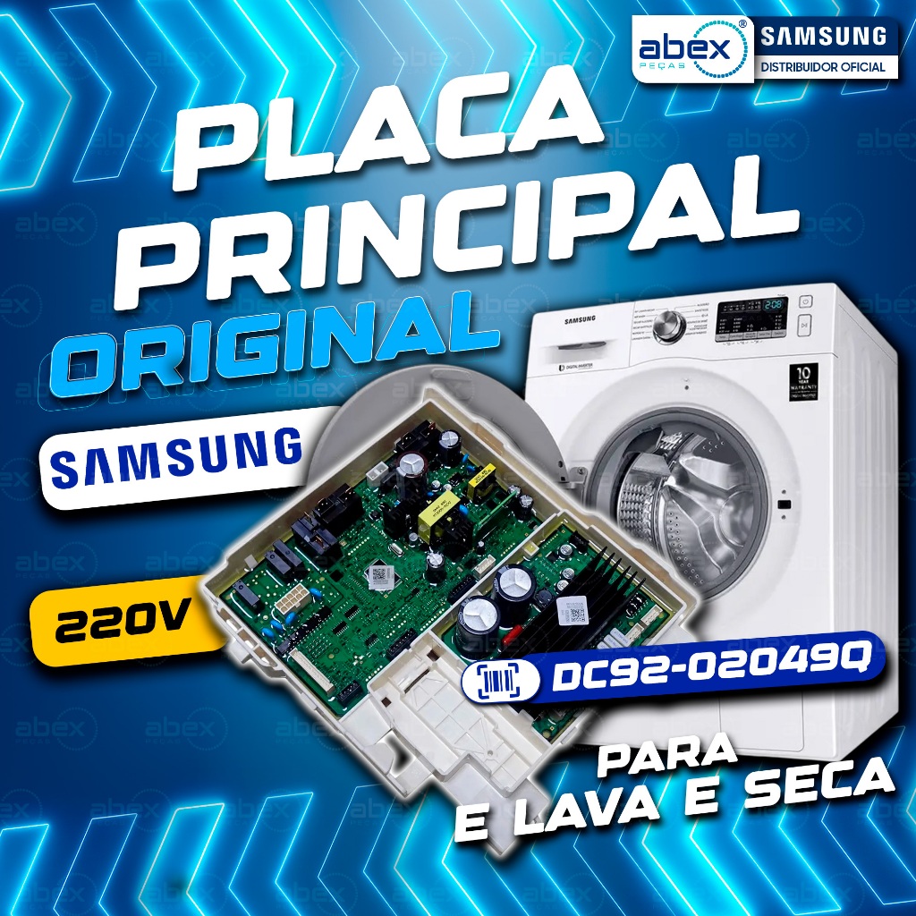 Placa Principal Para Lava E Seca Samsung 3 Em 1 Wd4000 11 7kg WD11M4473 DC92-020