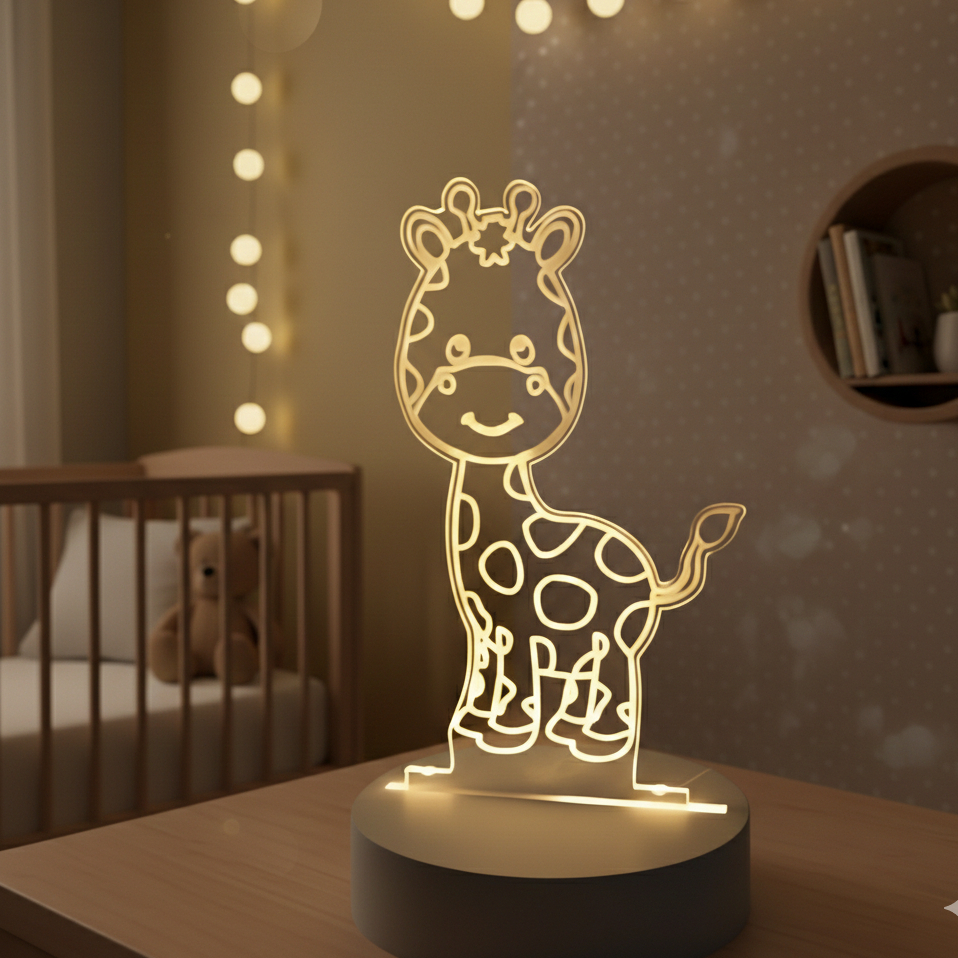 Luminária Led 3D Infantil Girafa Safari Abajur de Mesa Luz Noturna Com Cabo USB Decoracao Quarto em Oferta na Shopee