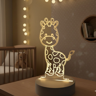 Luminária Led 3D Infantil Girafa Safari Abajur de Mesa Luz Noturna Com Cabo USB Decoracao Quarto em Oferta na Shopee