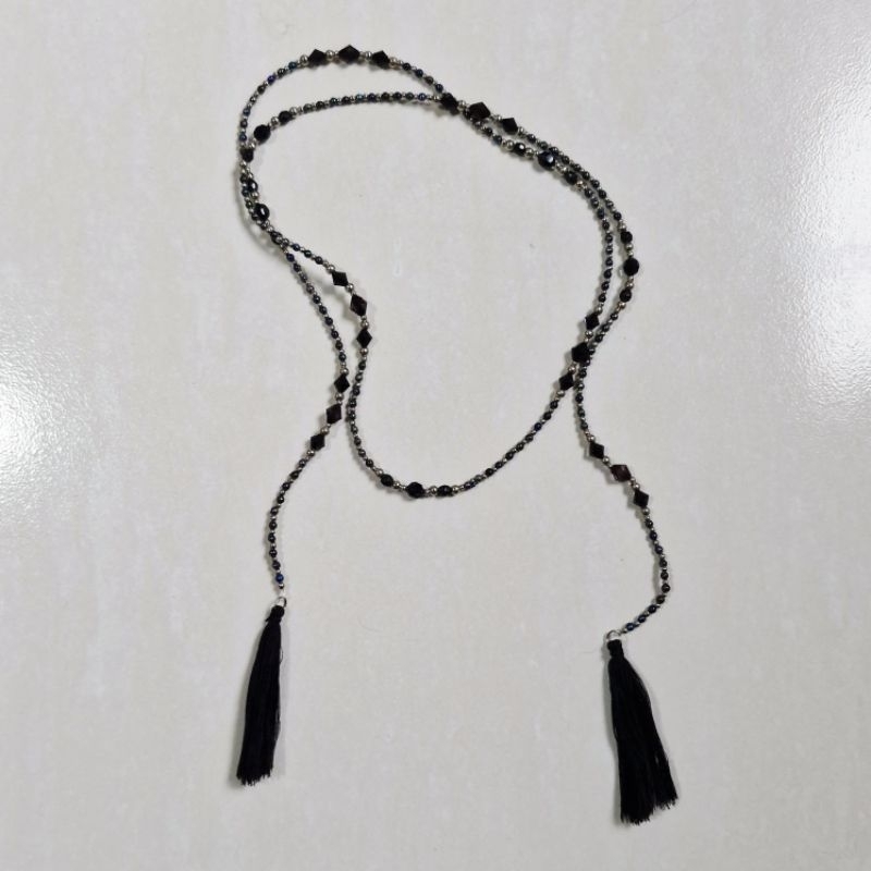 Colar preto artesanal com tassel Colar gravatinha – Colar Boho