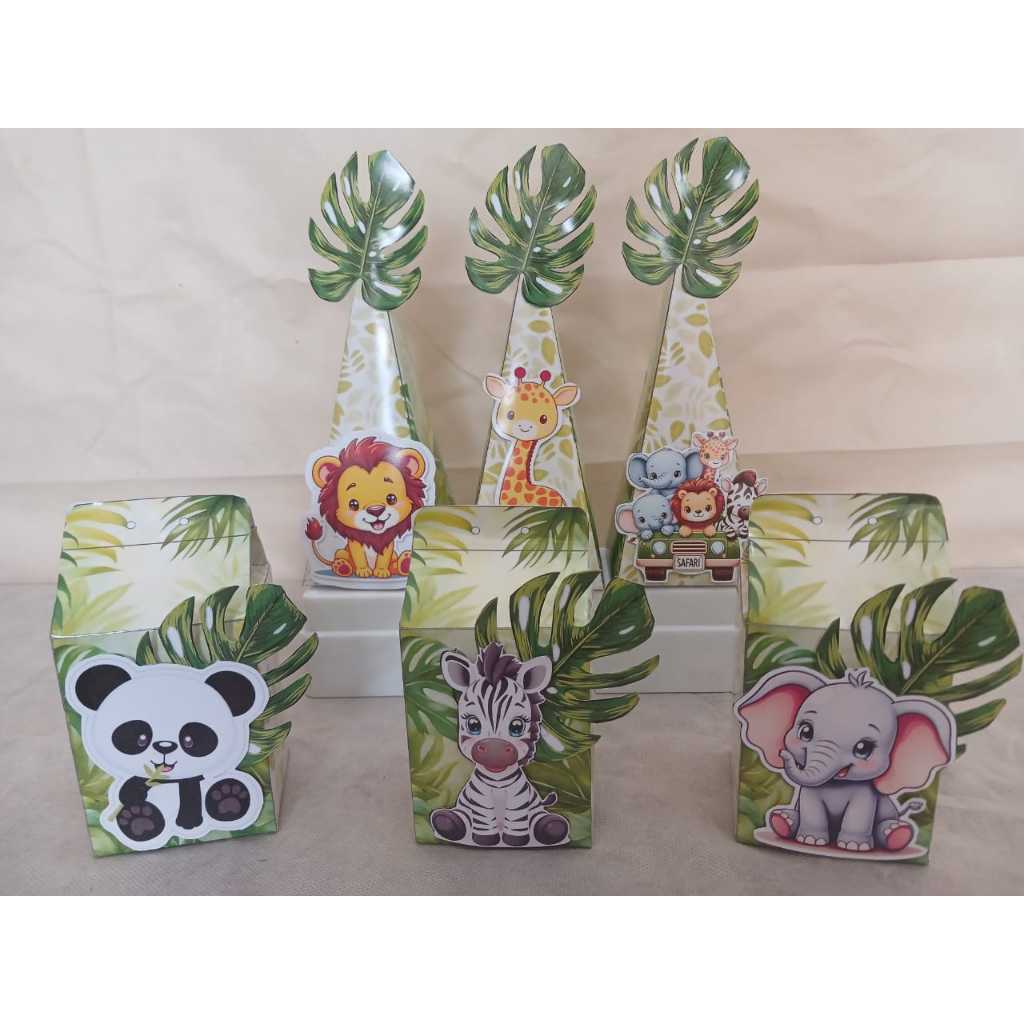Kit Festa PEGUE E MONTE SAFARI | Caixinhas Personalizadas | Lembrancinha Infantil