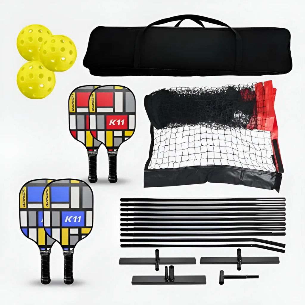 Kit Completo Para Pickleball Portátil Rede Bolsa Bolinhas Raquetes