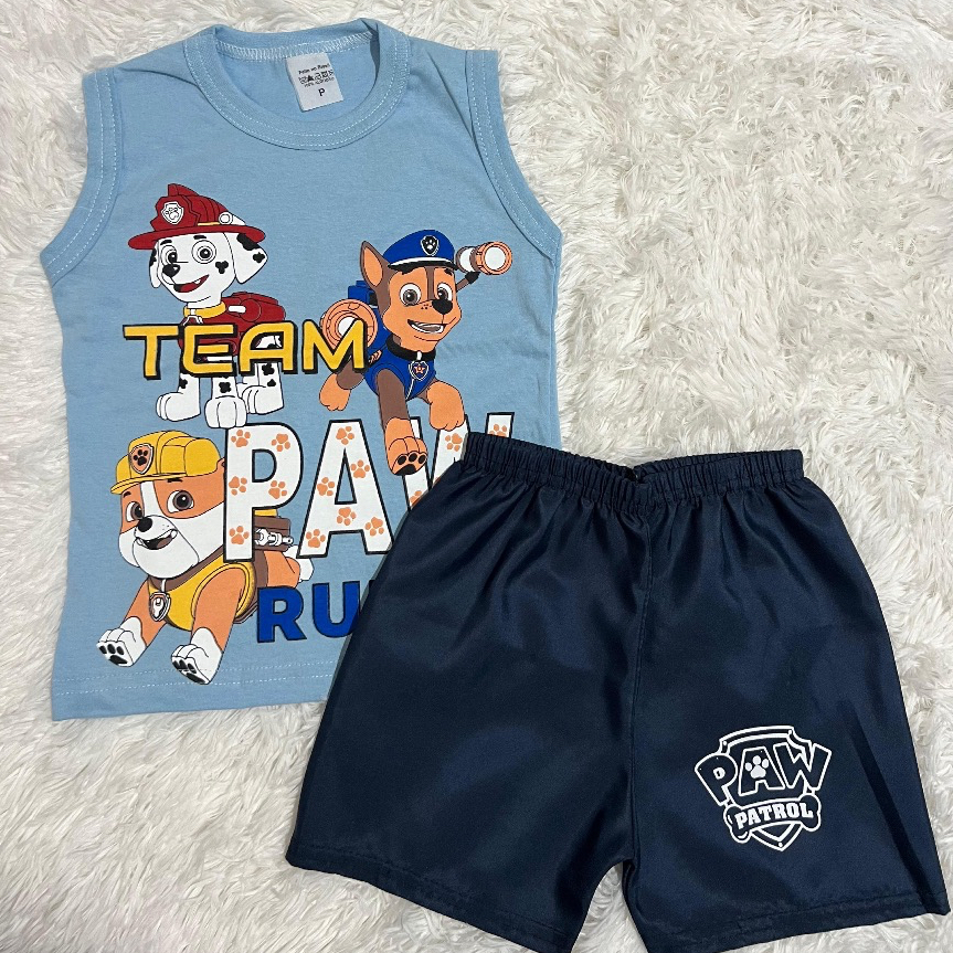 Conjunto Infantil Patrulha Canina Fantasia Menino Regata + Bermuda verão em Oferta na Shopee