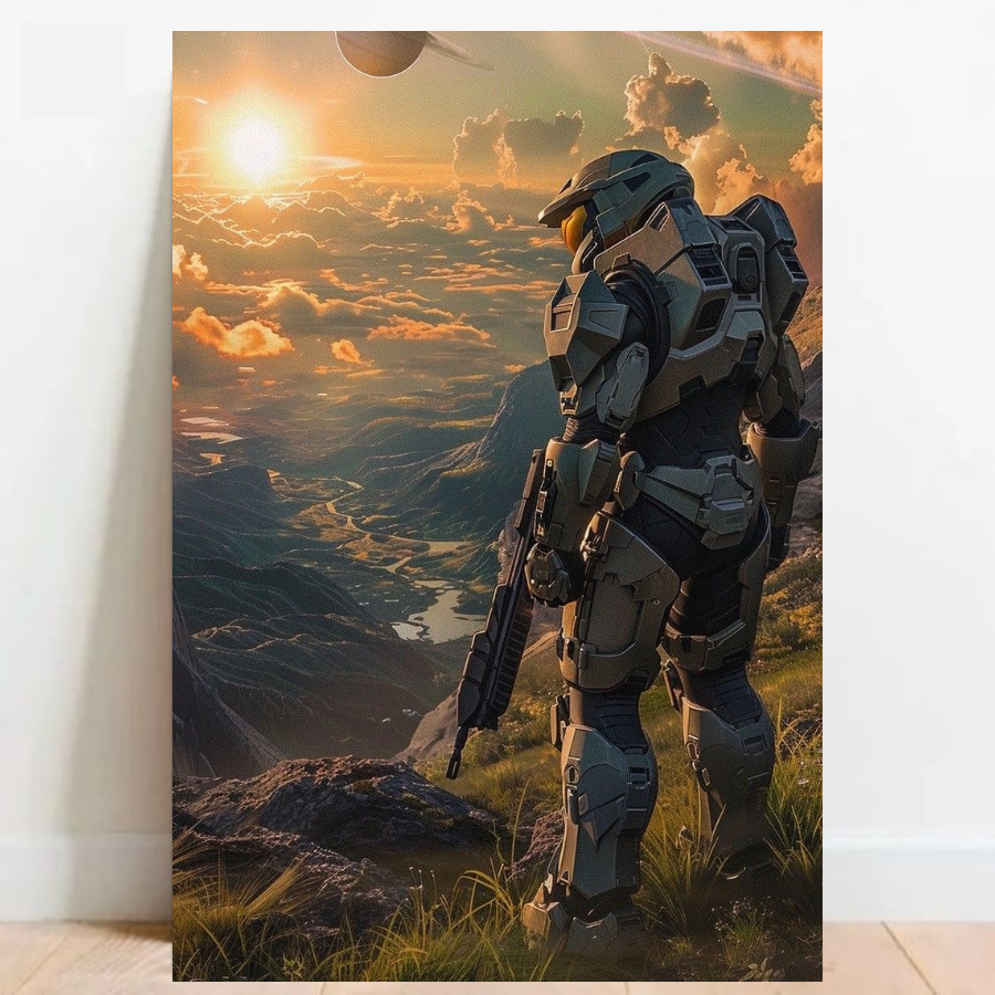 Quadro Placa Decorativa Poster Geek fps Halo Quarto Gamer video games decoração 018