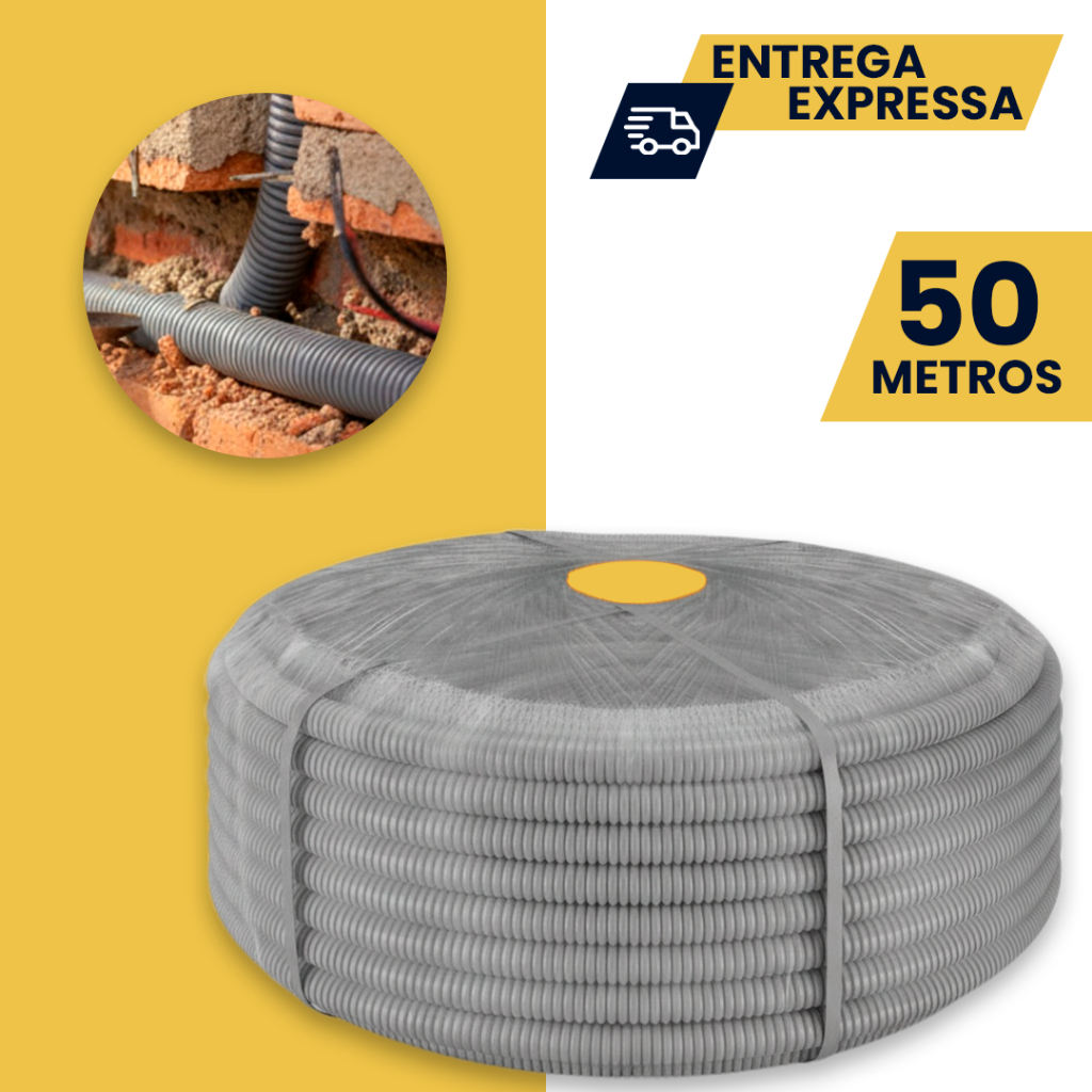 Conduite Eletroduto Corrugado 3/4 Reforçado Rolo 50 Metros Conduíte Eletroduto