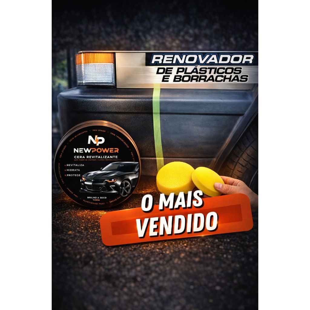 Cera Revitalizante para Plástico, couro, para-choque, vinil + Espuma de Aplicação Envio rápido