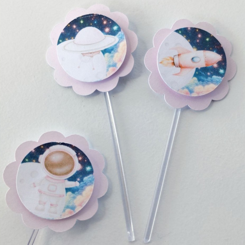 Topper de Doces ASTRONAUTA MENINA Personalizados /Lembrancinha de Festa /Aniversário