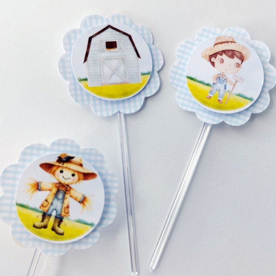 Topper de Doces FAZENDINHA MENINO Personalizados /Lembrancinha de Festa /Aniversário
