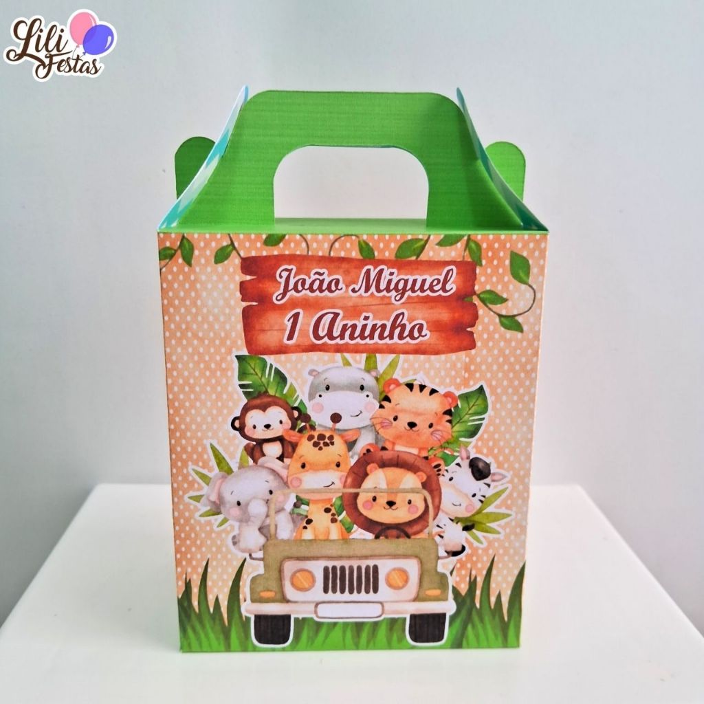 Maletinhas Safari Lembrancinhas Aniversário Caixa Surpresa de Montar Personalizada Kit Festa