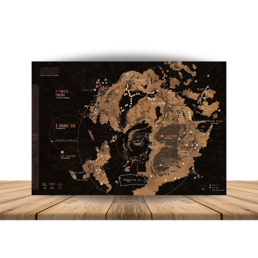 Quadro Placa Decorativa Poster Geek Mapa Duna Arrakis decoração 01