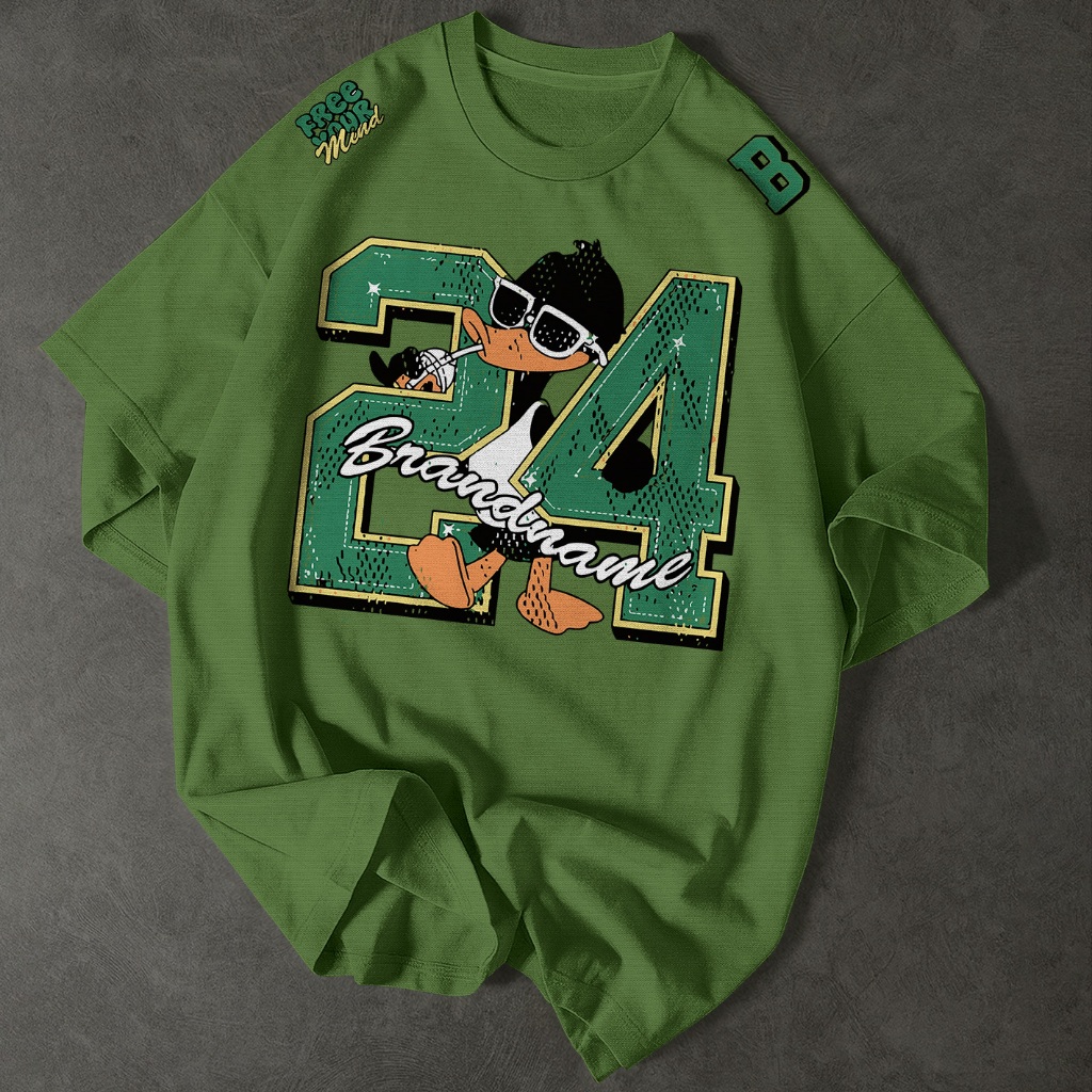 Camiseta Adulto e Infantil Streetwear Duck 24 Verde Estilo Urbano Premium Algodão Confortável