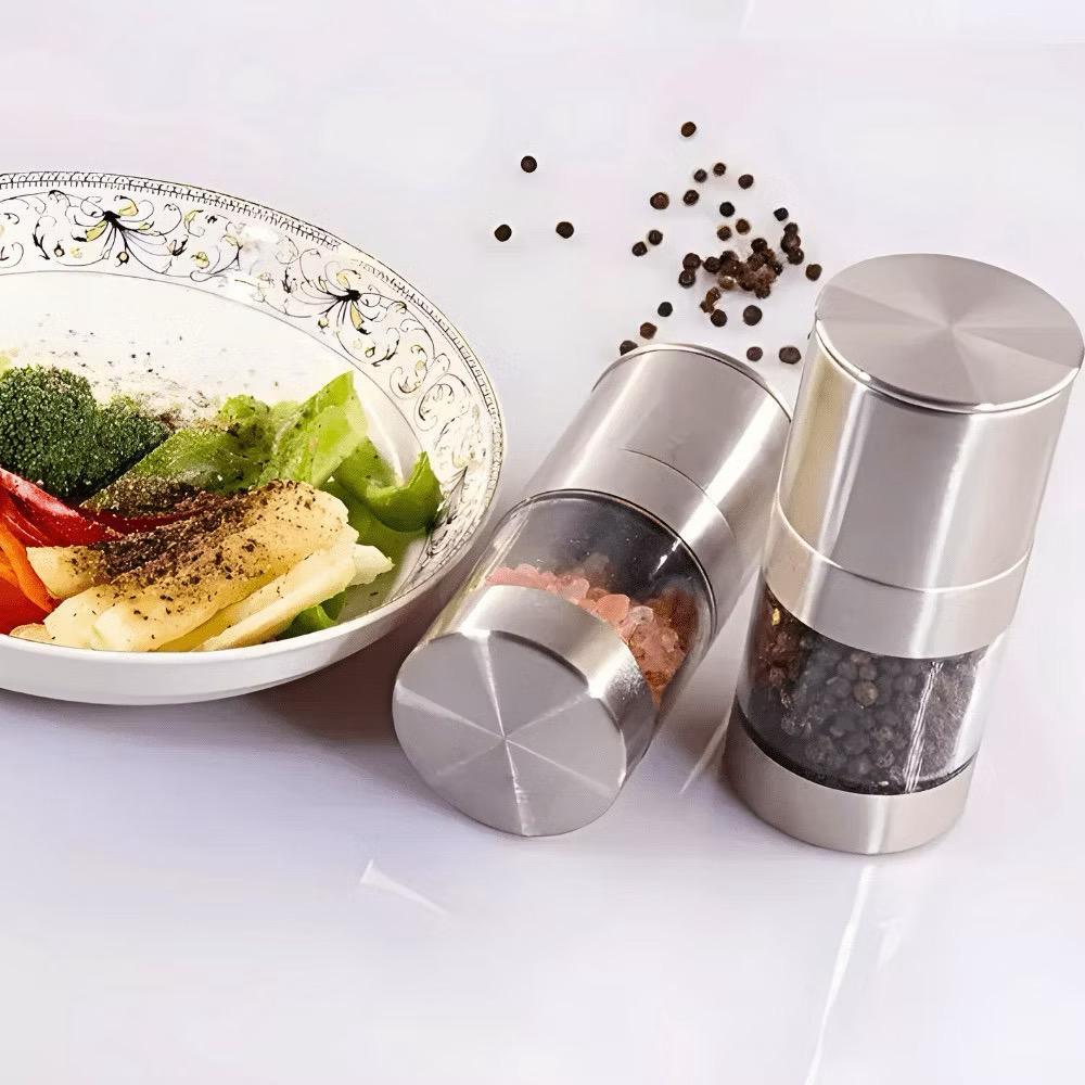 Moedor De Pimenta e Sal Grosso, Pimenteiro, Saleiro, Inox, Triturador Manual, Cozinha, Pimenta, Sal Rosa, Temperos