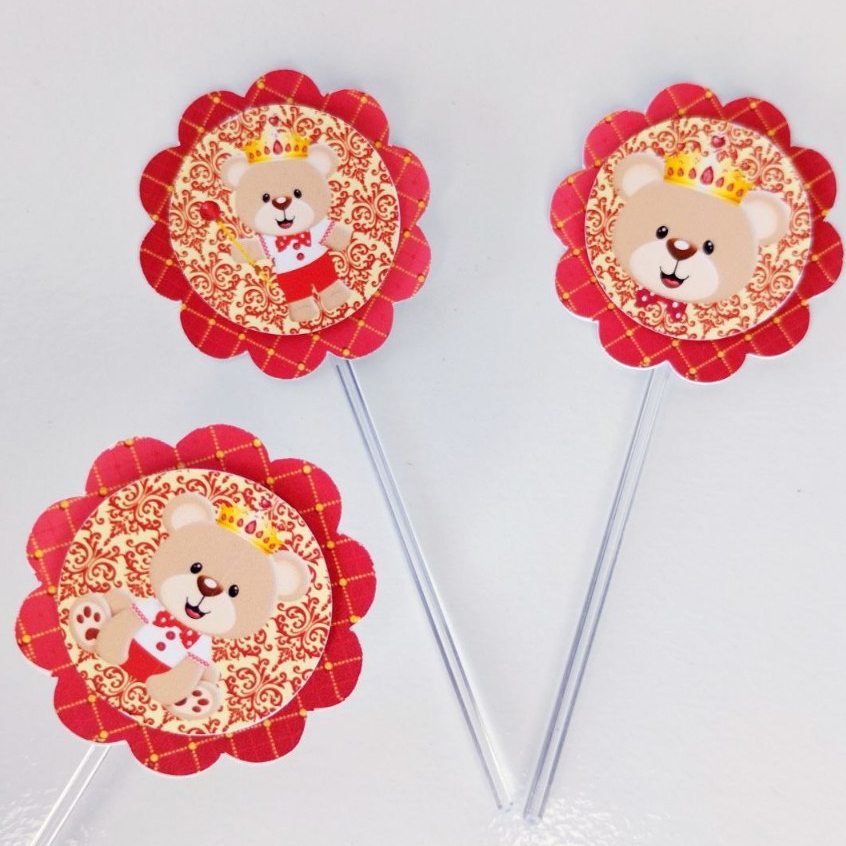 Topper de Doces URSINHO REALEZA VERMELHO Personalizados /Lembrancinha de Festa /Aniversário