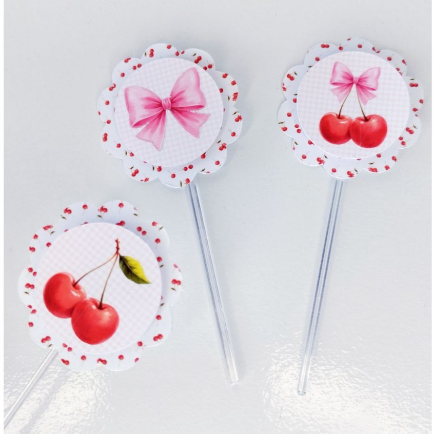 Topper de Doces CEREJINHA Personalizados /Lembrancinha de Festa /Aniversário