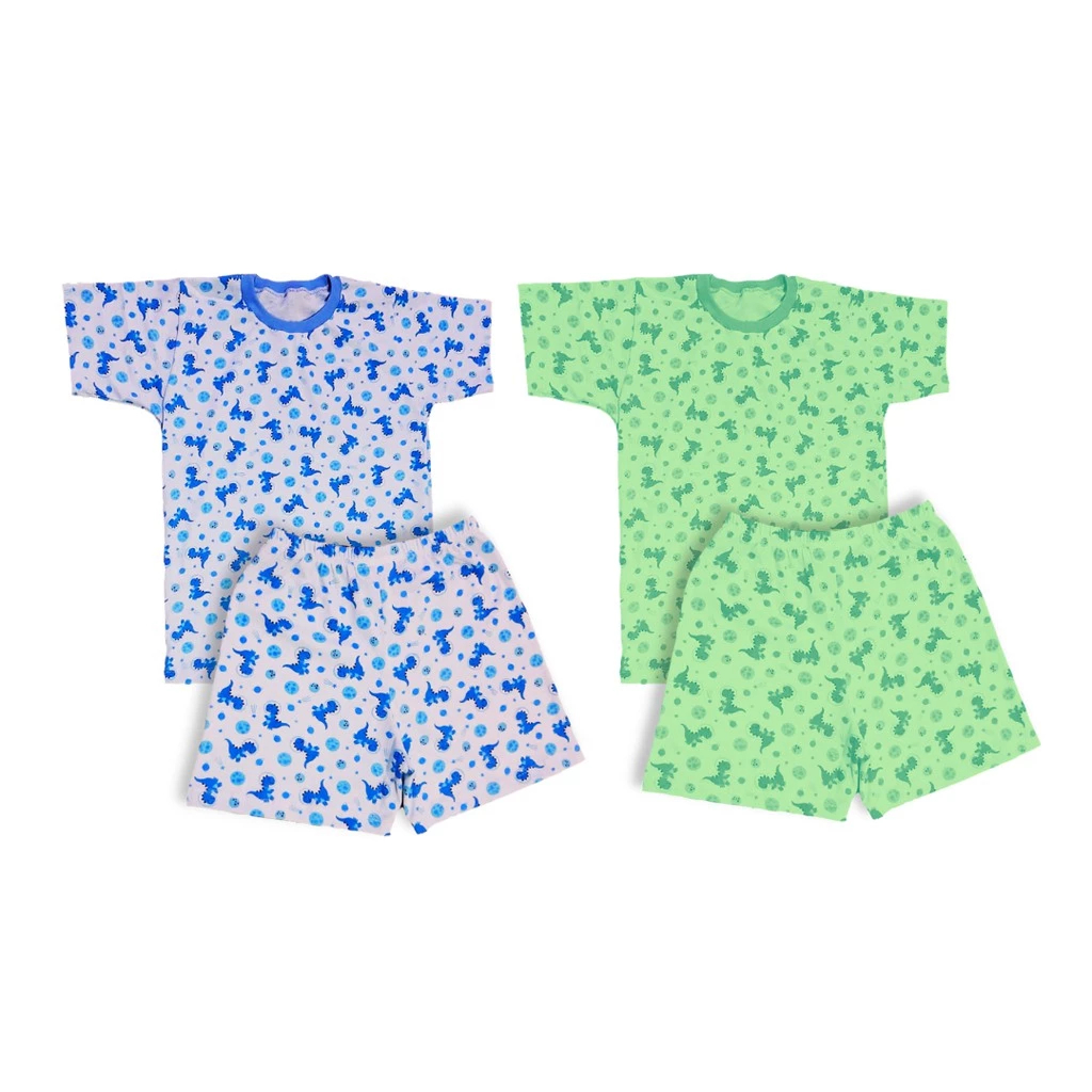 Kit com 02 pijamas infantil masculino curto 100% algodão estampas variadas | Kit Verão