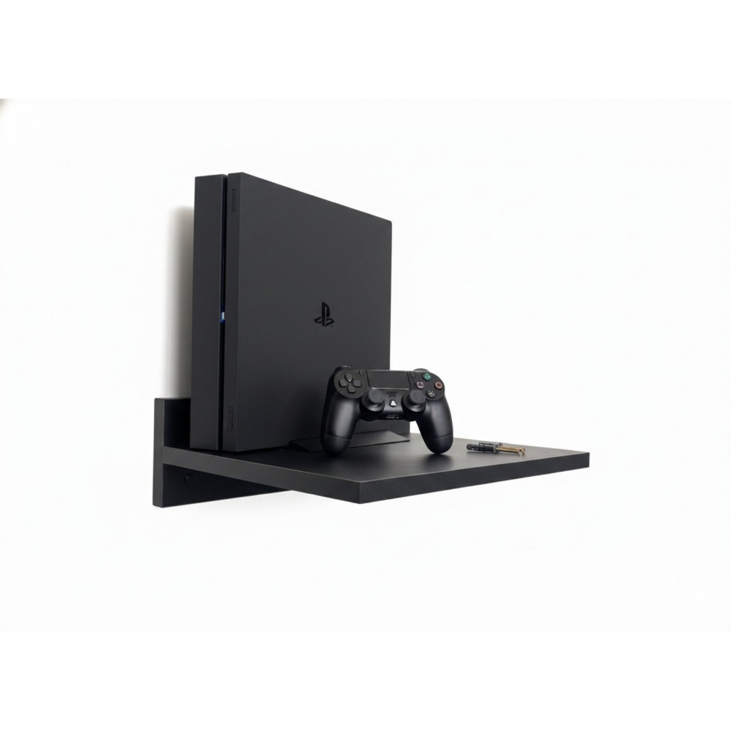Suporte Parede Roteador Wifi Video Game Resistente Preto, Compatível Modem e Receptor, Prateleira Fixa Organizador emMDF