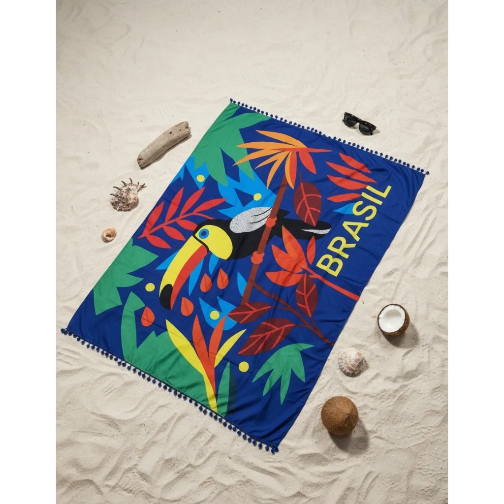 Canga Praia Pompom Poliéster XG Diversas Estampas 180x135cm