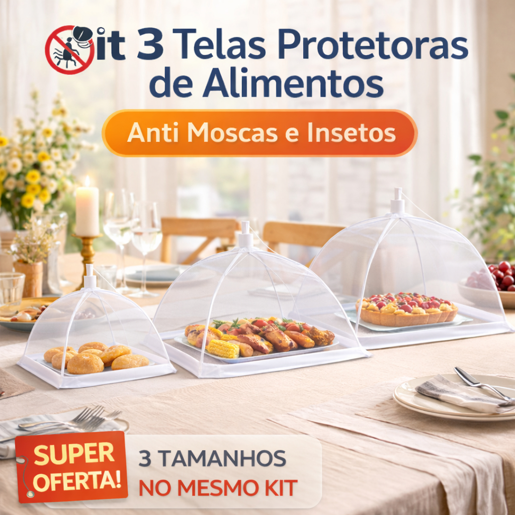 Kit 3 Telas Protetoras para Alimentos Anti Moscas Insetos para Alimentos Bolo Fruta Comida em Oferta na Shopee