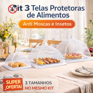 Kit 3 Telas Protetoras para Alimentos Anti Moscas Insetos para Alimentos Bolo Fruta Comida em Oferta na Shopee