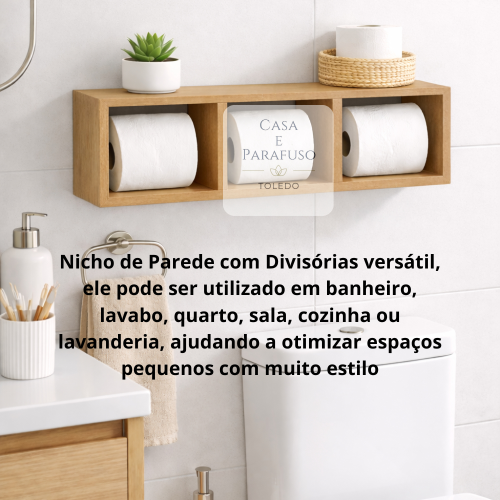 Nicho Triplo Prateleira, Decoração Sala, Nicho para Banheiro , Cozinha , Quarto 07
