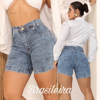 Short Feminino JEANS Cintura Alta Social Com Bolso ATE O 52 em Oferta na Shopee