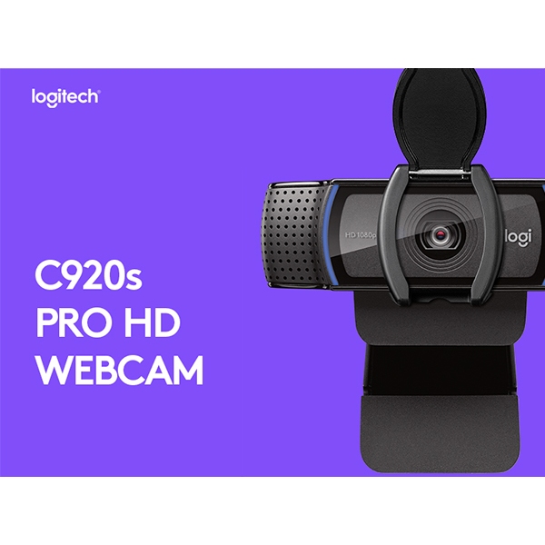 Webcam Full HD Logitech C920s com Microfone Embutido, Proteção de Privacidade, Widescreen 1080p