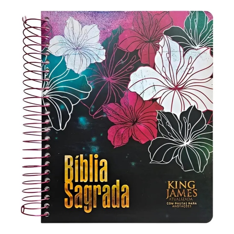 Bíblia King James para anotações floral magenta capa dura