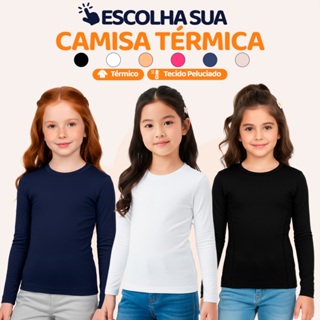 Blusas Térmicas Infatil Menina Manga Longa Feminino Camisa Térmicas Manga longa Flanelada Inverno Infantil l07 em Oferta na Shopee