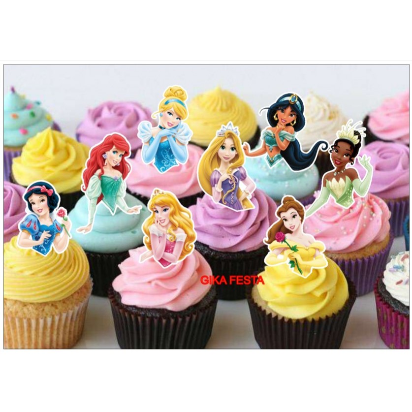 30 Topper Tag para Cupcake Princesas